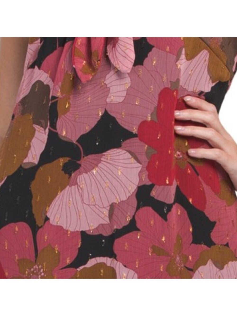 TAYLOR Petite Twist Front Knit Floral Dress - Picture 4 of 5